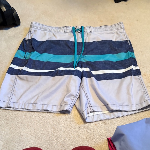 Denver Hayes Gray and Teal Board Shorts - Picture 1 of 3